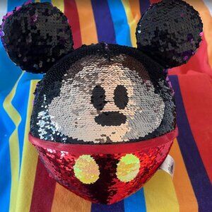 Disney Parks Mickey Mouse Reversible Sequin Plush Ball 11” Color Change